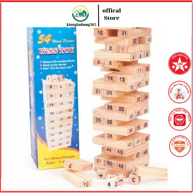 Bô đồ chơi rút gỗ 54 chi tiết loại nhỏ có sẵn
