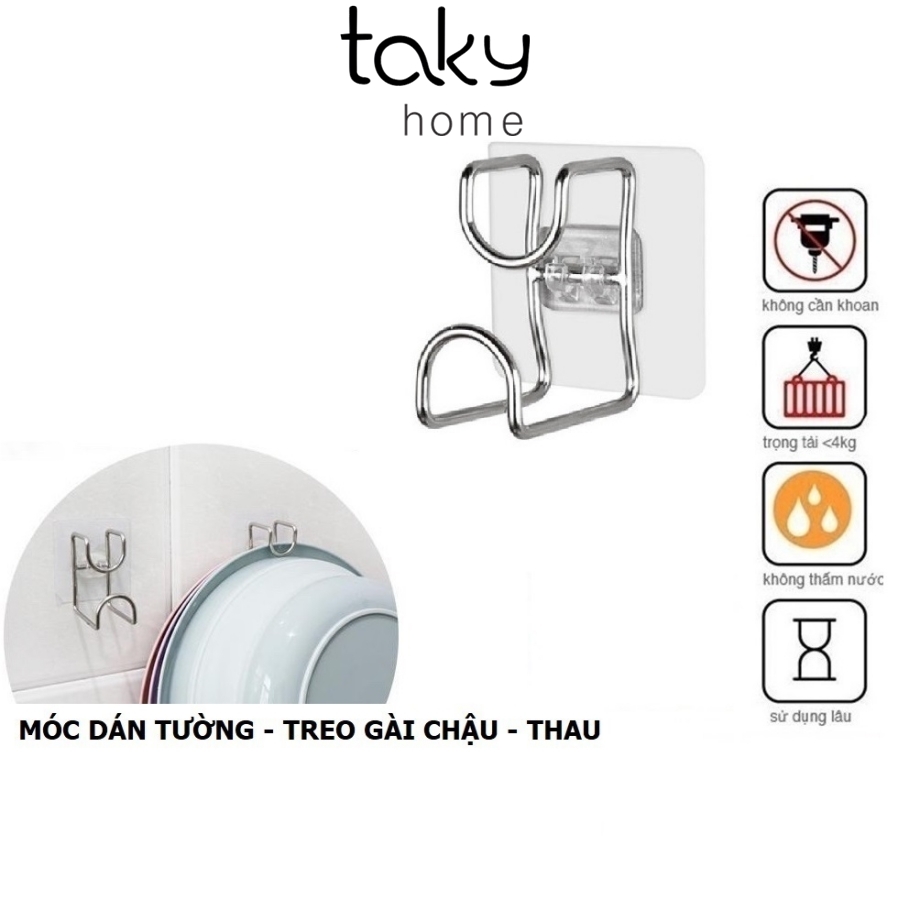 Móc Inox Treo Thau Chậu Dán Tường Nhà Tắm, Treo Thau, Chậu Giặt, Móc Inox Dán Tường Treo Đồ Đa Năng, Móc Treo Đồ Dán Tường, Móc Inox Dán Tường, Không Khoan Đục. TakyHome 2013