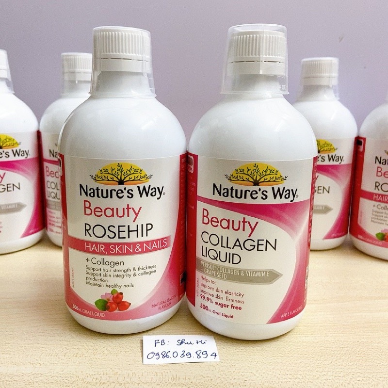 Collagen đẹp da, móng, tóc, trắng da dạng nước của natures way úc 500ml - nature's way beauty collagen liquid/ rosehip