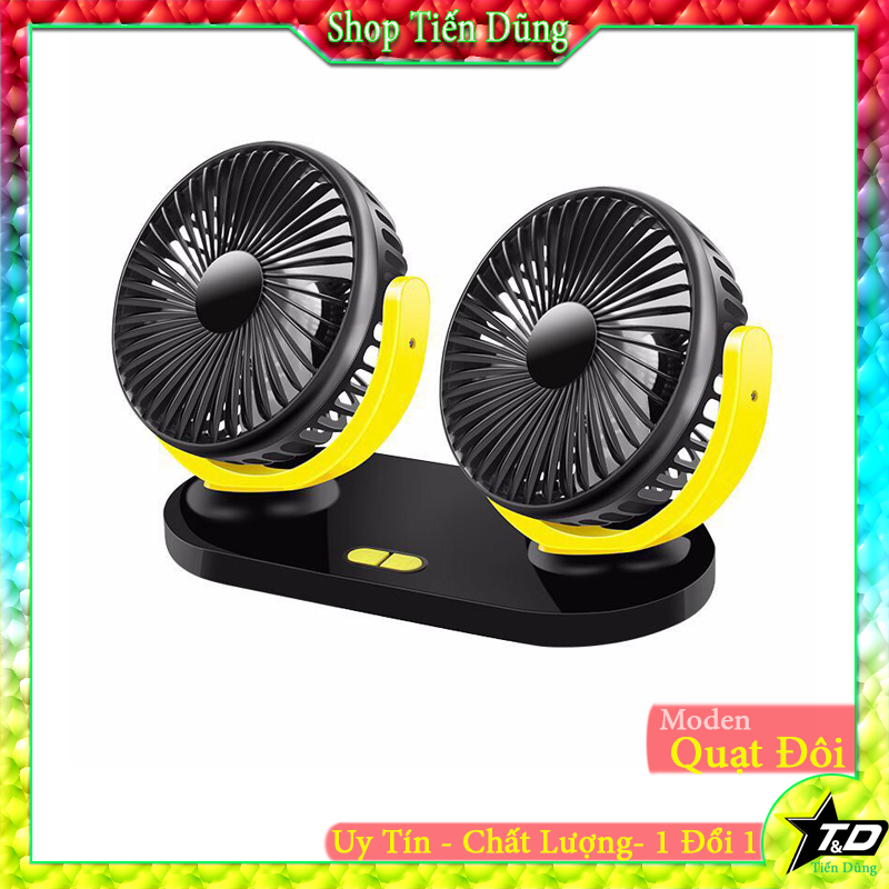 Máy làm mát ô tô quạt điều hòa cho ô tô quạt điện máy đôi mini xoay 360 độ quạt đôi chạy điện usb dùng nguồn điện.
