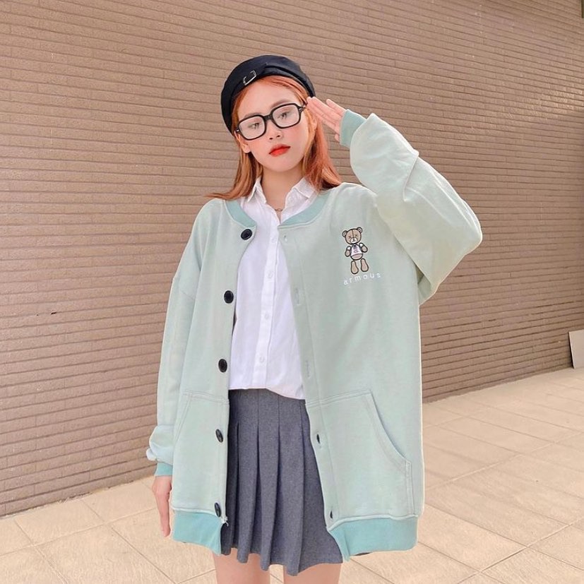 Áo Cardigan Teddy Mint-Xanh-Tím