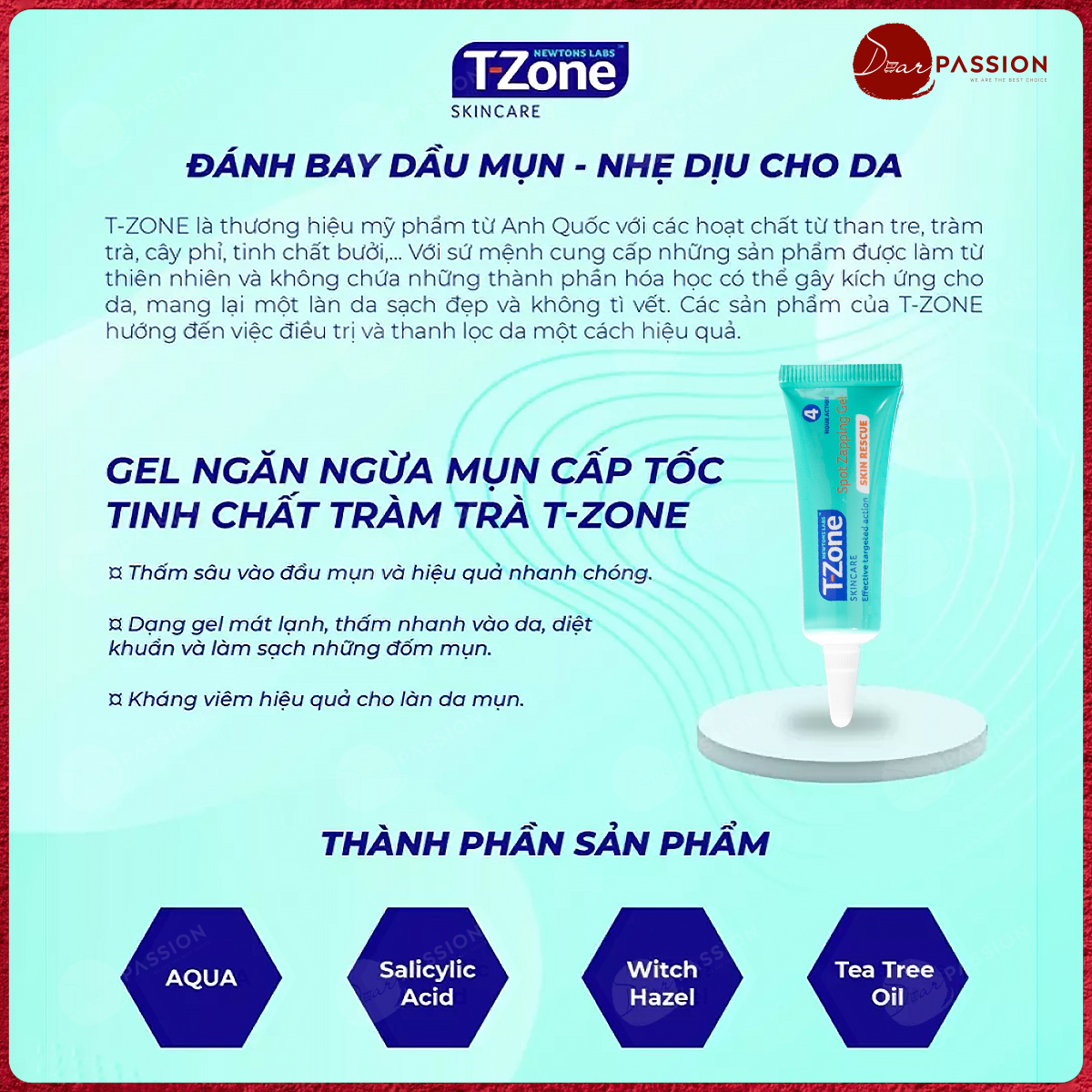 Gel Chấm Mụn Cấp Tốc T-Zone 8ml Skincare Spot Zapping Gel