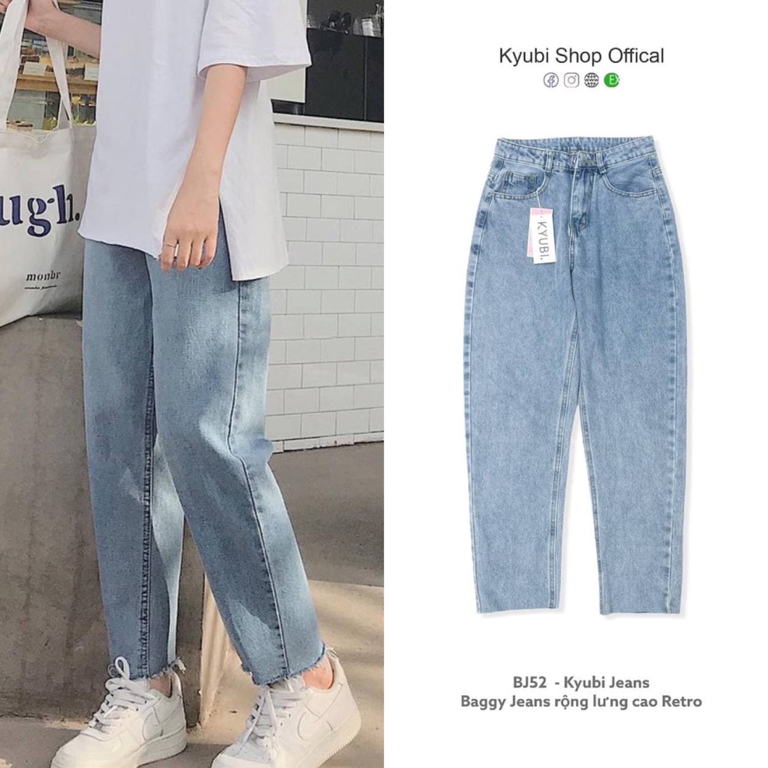 Quần jean baggy nữ ulzzangi Basic Simple