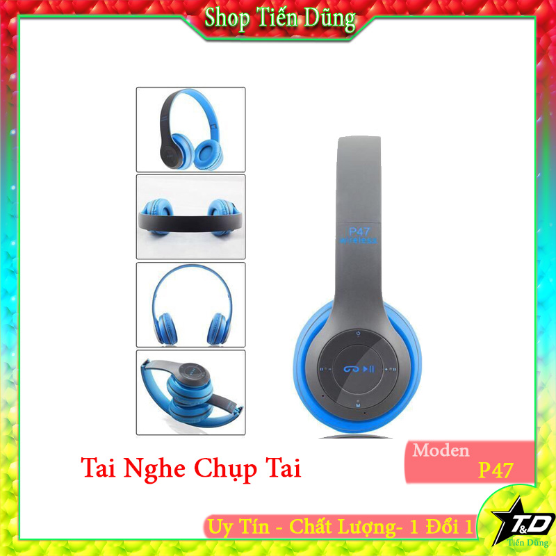 Tai nghe chụp tai Bluetooth P47 kết nối không dây cao cấp có khe thẻ nhớ Bluetooth SIÊU BASS[ GIAO MÀU NGẪU NHIÊNB]