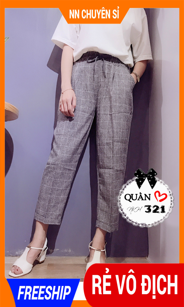 [Hoàn tiền 25-27/4] QUẦN BAGGY KAKI LƯNG THUN NVH321 🛑 ẢNH THẬT 🛑 QUẦN LỬNG NỮ 🛑 QUẦN 9 TẤC 🛑