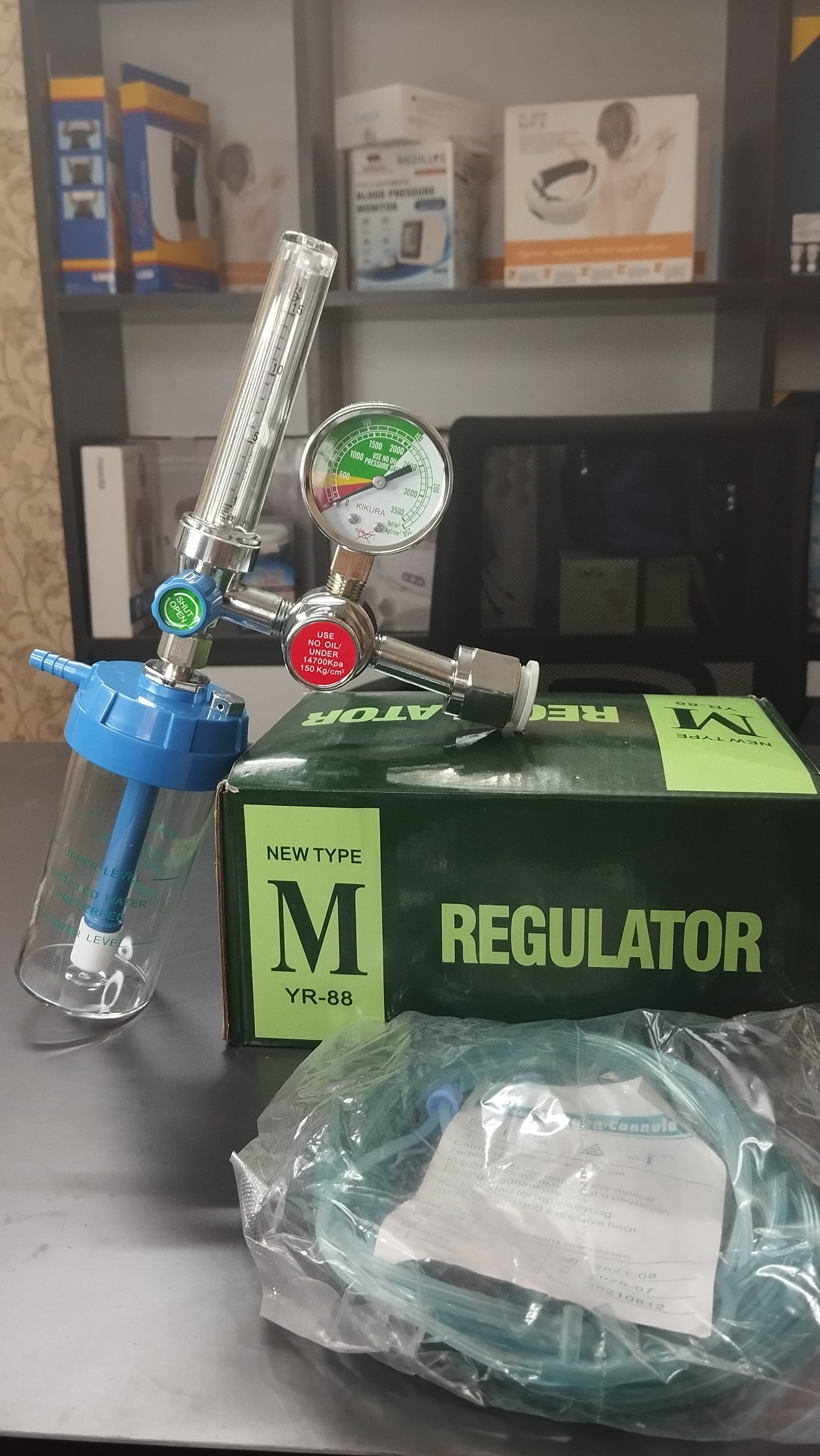 Đồng Hồ Oxy Dùng Cho Bình Oxy Regulator Tặng Kèm Dây Thở