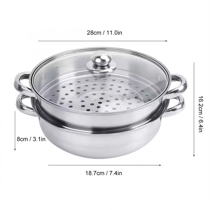 NỒI HẤP INOX 2 TẦNG, NỒI HẤP CÁCH THỦY ĐA NĂNG