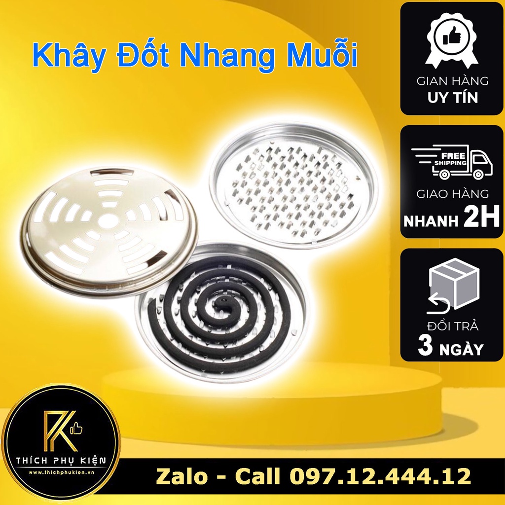 Hộp đựng nhang muỗi - khây đốt nhang muỗi inox chống cháy