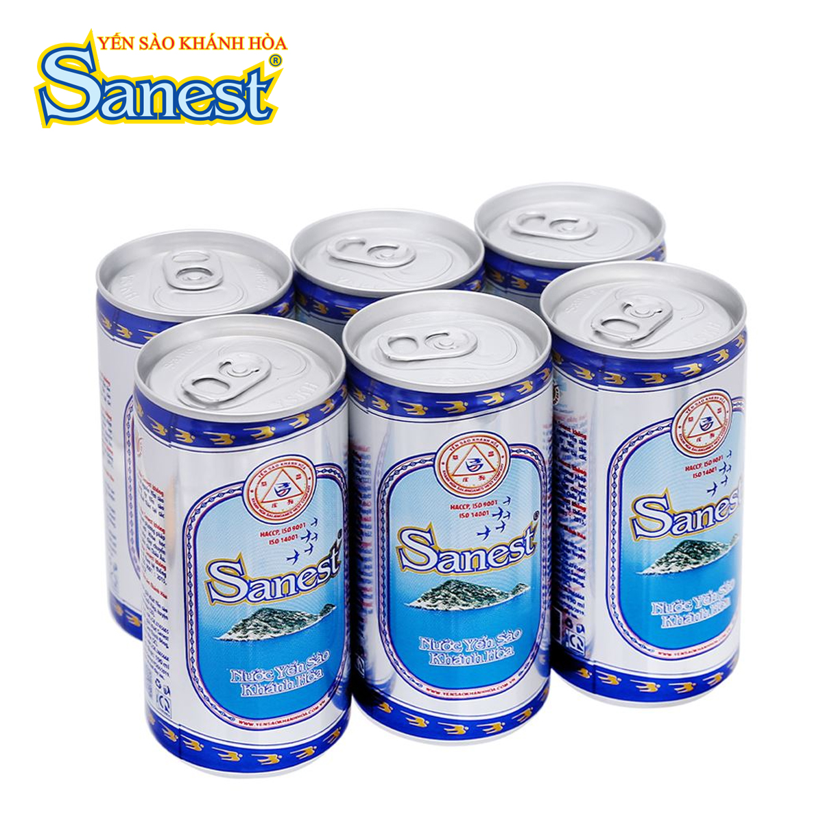 Lốc 6 lon nước yến sào khánh hoà không đường bird’s nest drink sugar free sanest 190ml