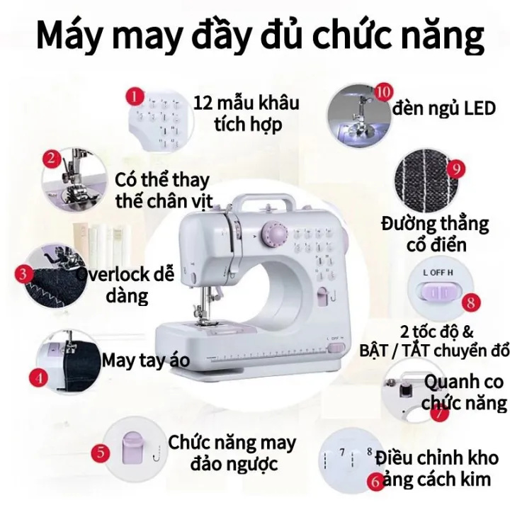 KAIMEIDI Electric Sewing Machine Micro Overlock Machine One-Key Reverse Function