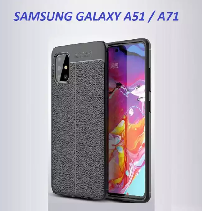 Ốp lưng silicon samsung galaxy a51/a71 giả da chống sốc auto focus màu đen