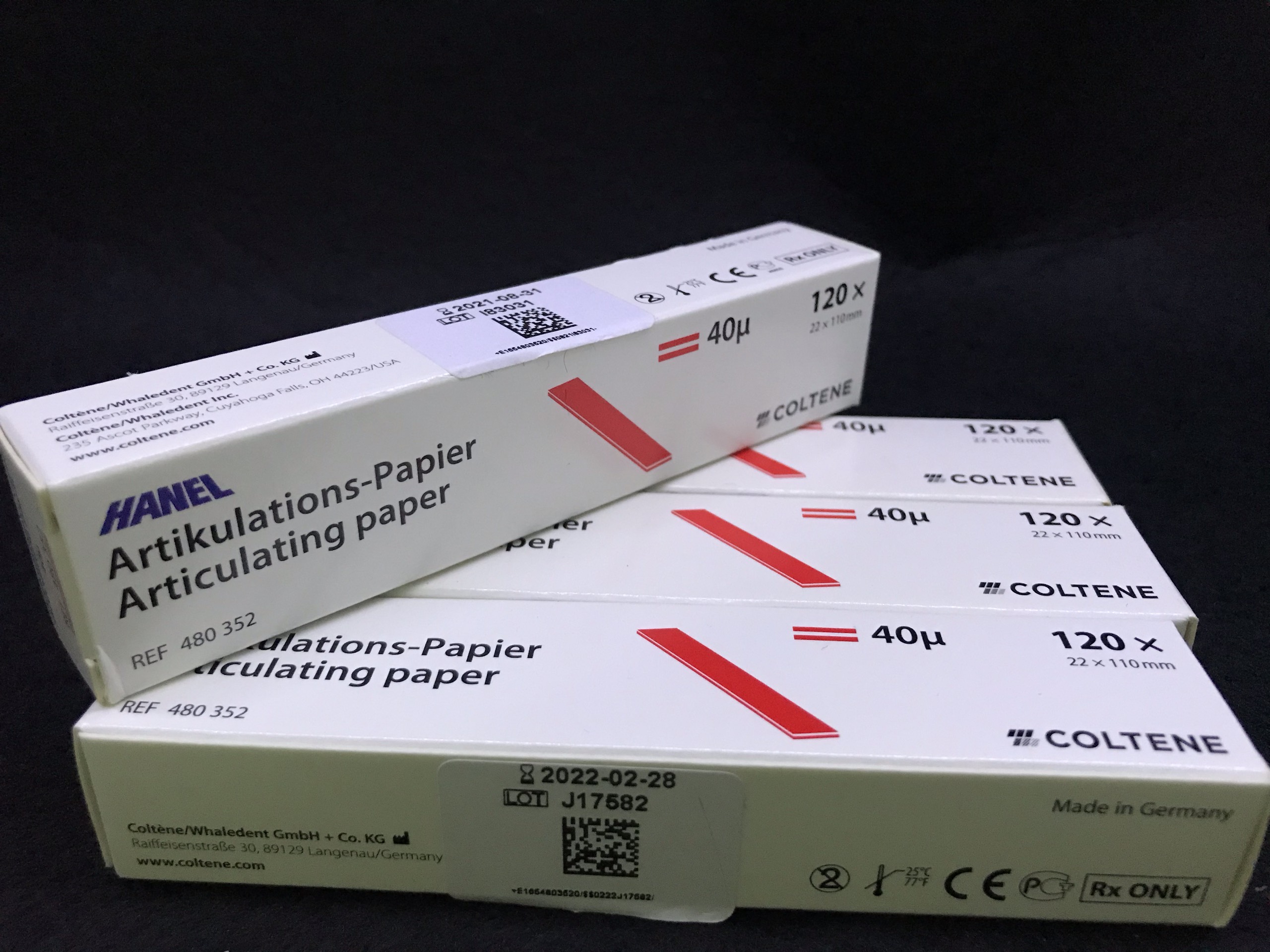 Giấy cắn Hanel (2 mặt xanh đỏ 80µm, 1 mặt đỏ 40µm)
