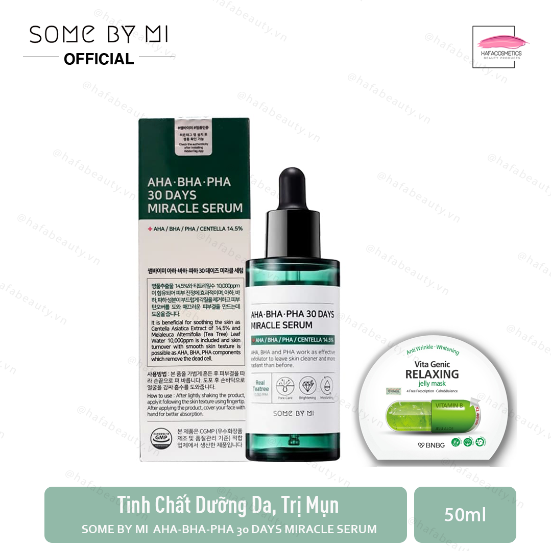 Serum Giảm Mụn, Mụn Ẩn, Chiết Xuất Tràm Trà Some By Mi AHA-BHA-PHA 30 Days Miracle Serum 50ml [Giảm Mụn Chỉ Trong 30 Ngày] + Tặng Kèm Mặt Nạ BNBG Loại Ngẫu Nhiên