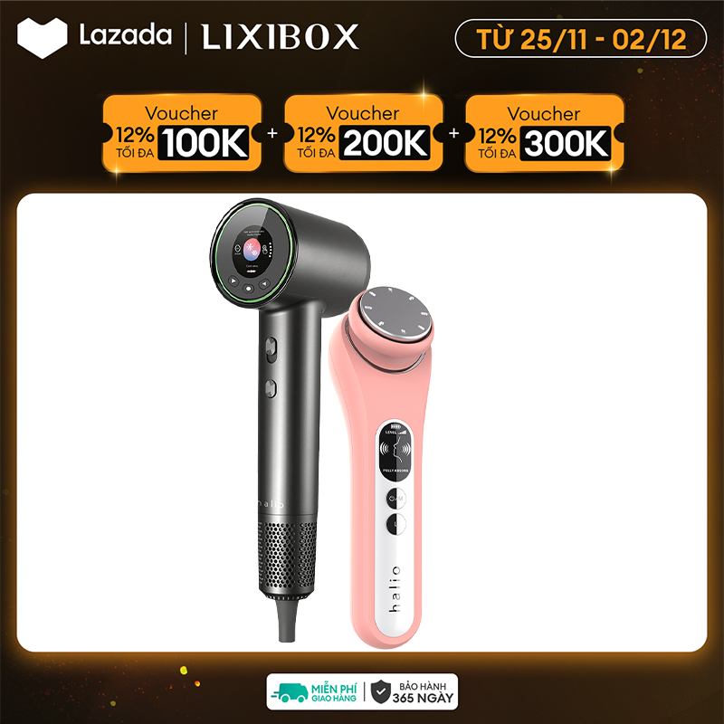 Halio Beauty Box - Tóc Khoẻ, Da Đẹp (Combo Máy Sấy Tóc Và Máy Đẩy Tinh Chất Nóng Lạnh)