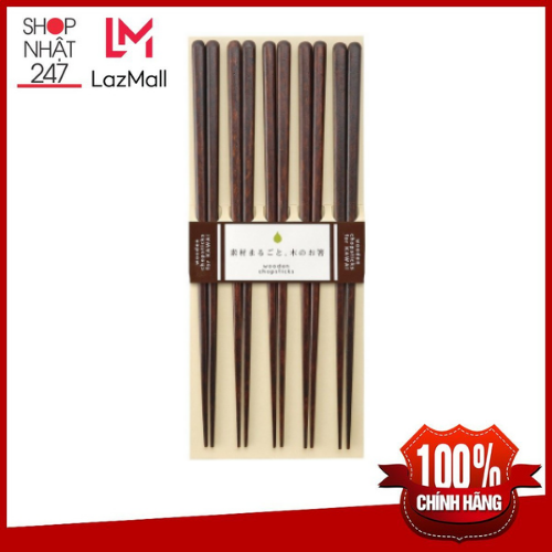 Bộ 5 đôi đũa gỗ cao cấp sang trọng màu nâu nội địa Nhật Bản