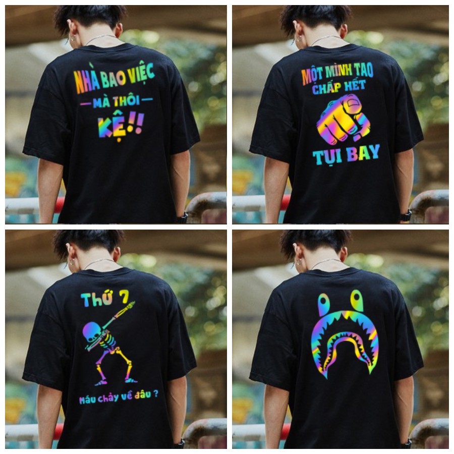 Áo thun nam nữ phản quang bảy màu nhiều mẫu đẹp, cá tính, giá rẻ, áo phản quang tay lỡ, áo phông phản quang bền - LEEDA