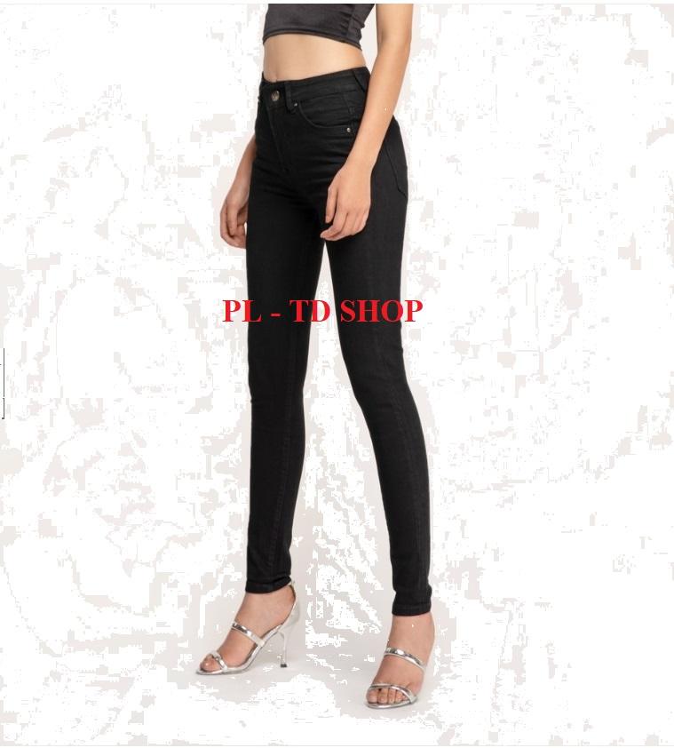Quần jean nữ lưng cao đen trơn 014 as