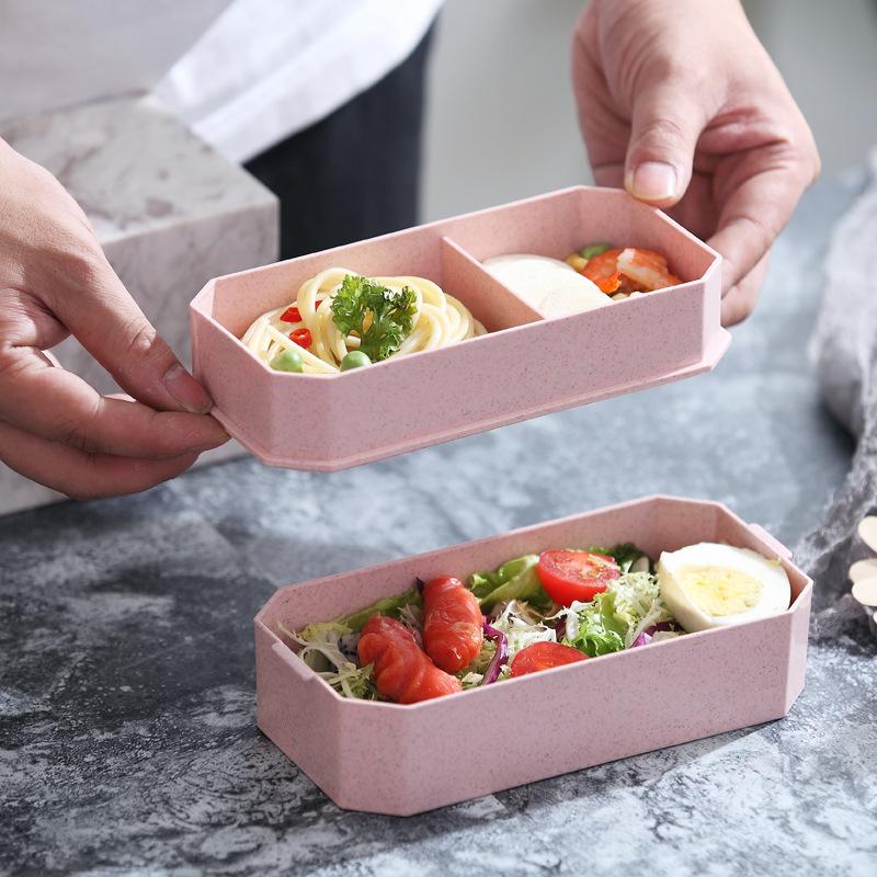 Hộp đựng cơm lúa mạch 2 tầng an toàn và tiện dụng