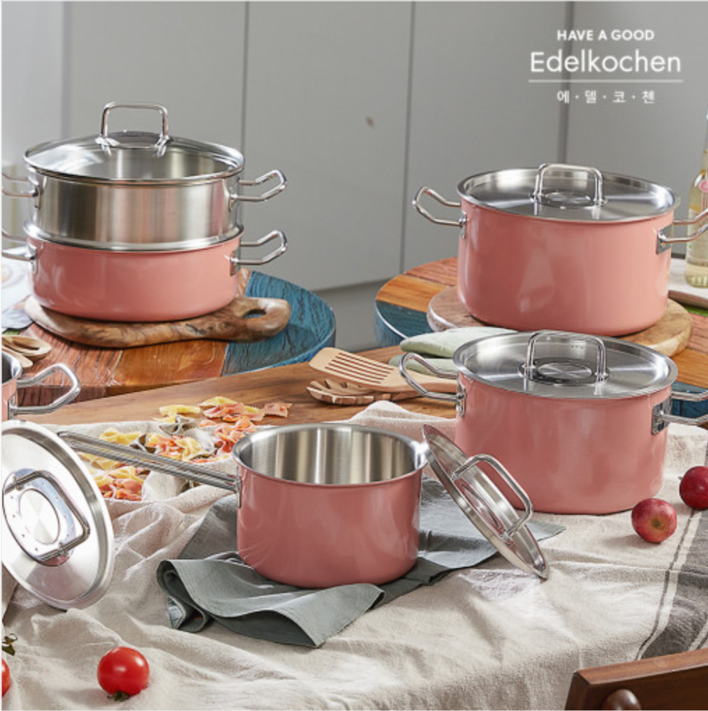 [HCM]Nồi hấp Edelkochen Inox Solid Hồng 3 lớp 24cm kèm xửng hấp