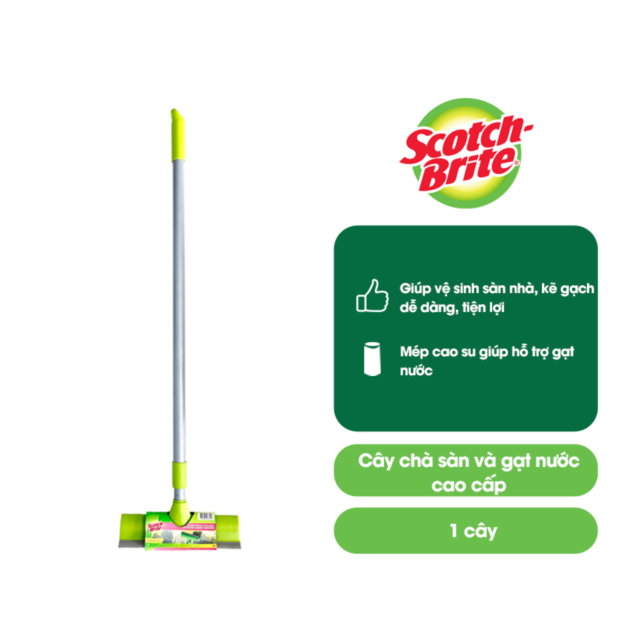 Cây chà sàn và gạt nước cao cấp scotch-brite 3m 1910 với sợi nylon bền chắc - puda mall, ccs-01