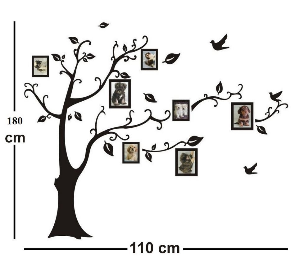 Binbin pk290 6 frame tree wall decal (black)