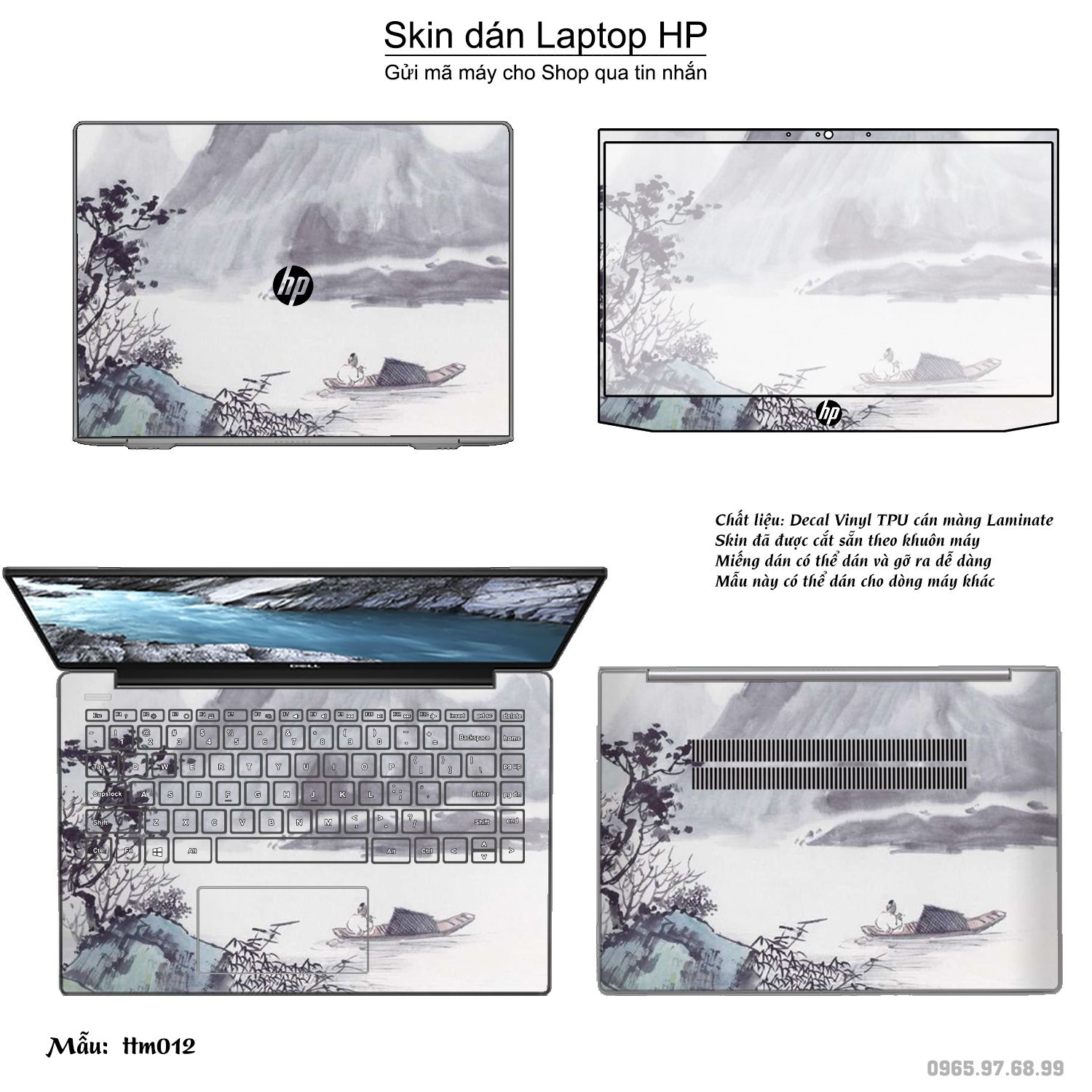Decal Skin dán Laptop HP mẫu Tranh thủy mặc