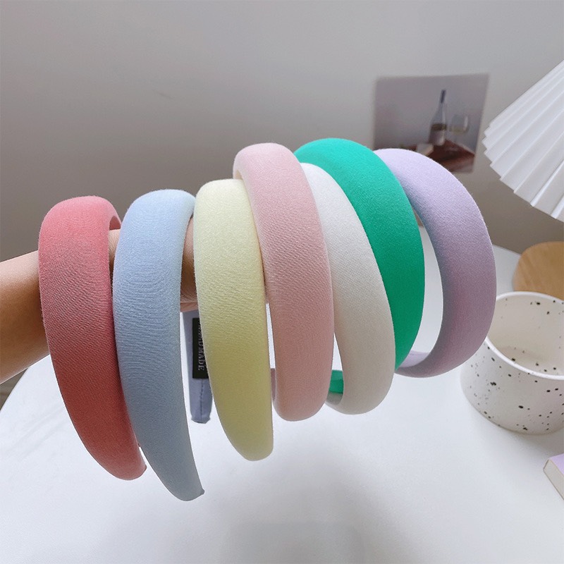 CX05 Cài tóc băng đô bờm tóc nũ cài xốp màu trơn pastel xinh xắn nhã nhặn