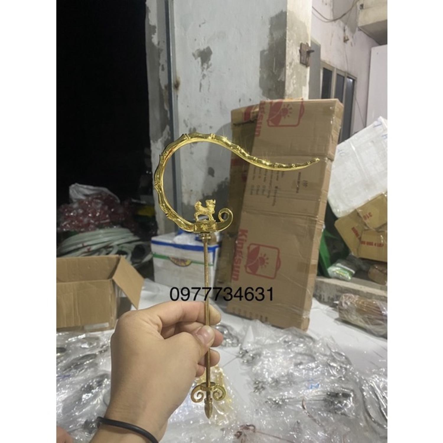 Móc đồng treo lồng chim đốt trúc sư tử hàng Tàu