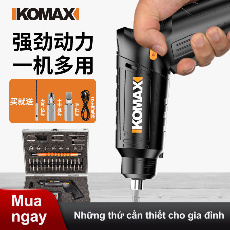 Máy khoan vặn vít dùng điện Komax Máy khoan cầm tay mini pin lithium nhỏ dùng trong gia đình Máy khoan vặn vít không dây bộ dụng cụ tuốc nơ vít