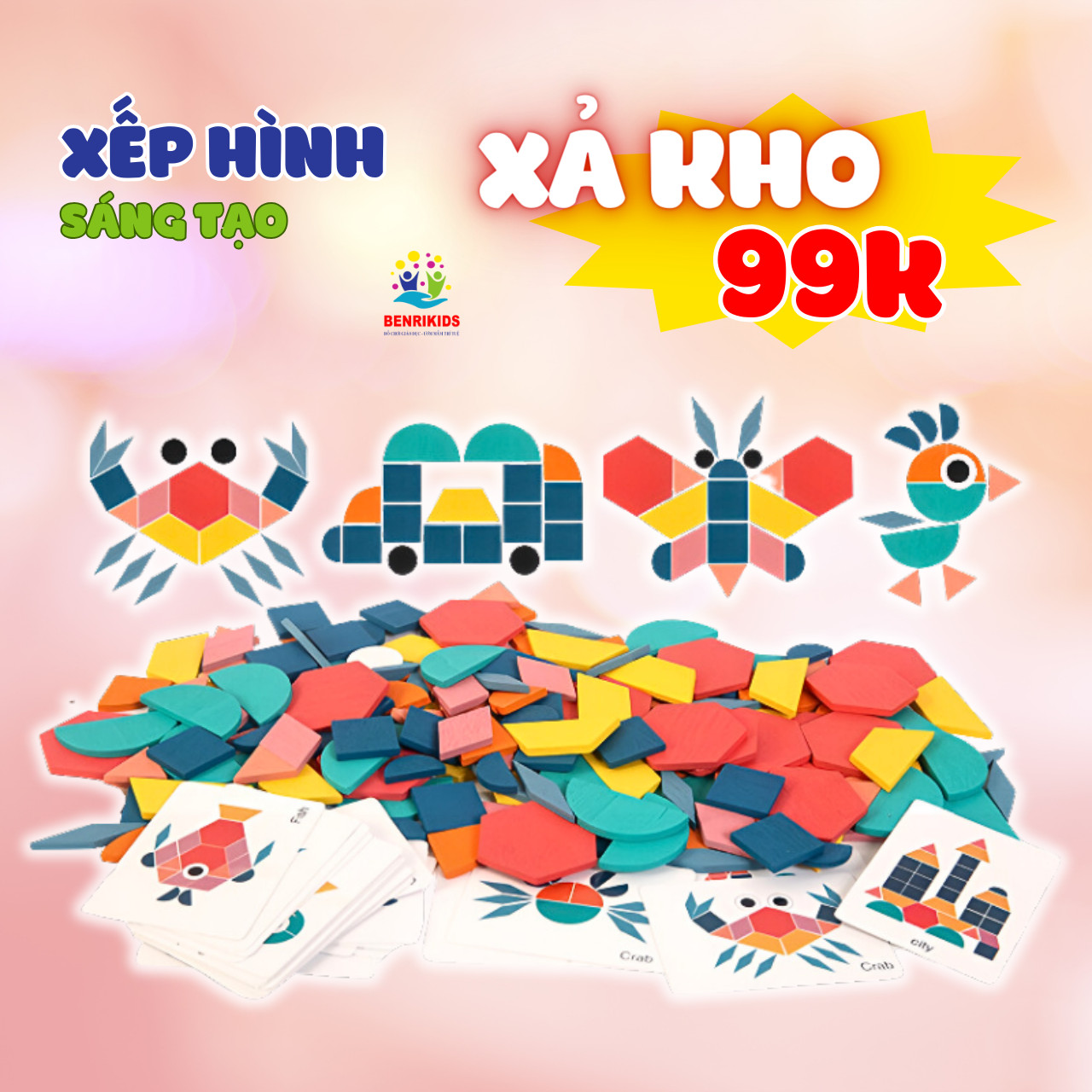 Đồ jigsaw puzzle for baby from 1 year old, the reverse image smart 180 detailed wooden included carrying case for creative baby, đồ play child safety, tanggram