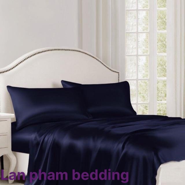 GA - DRAP GIƯỜNG LẺ PHI LỤA XANH ĐEN LAN BEDDING