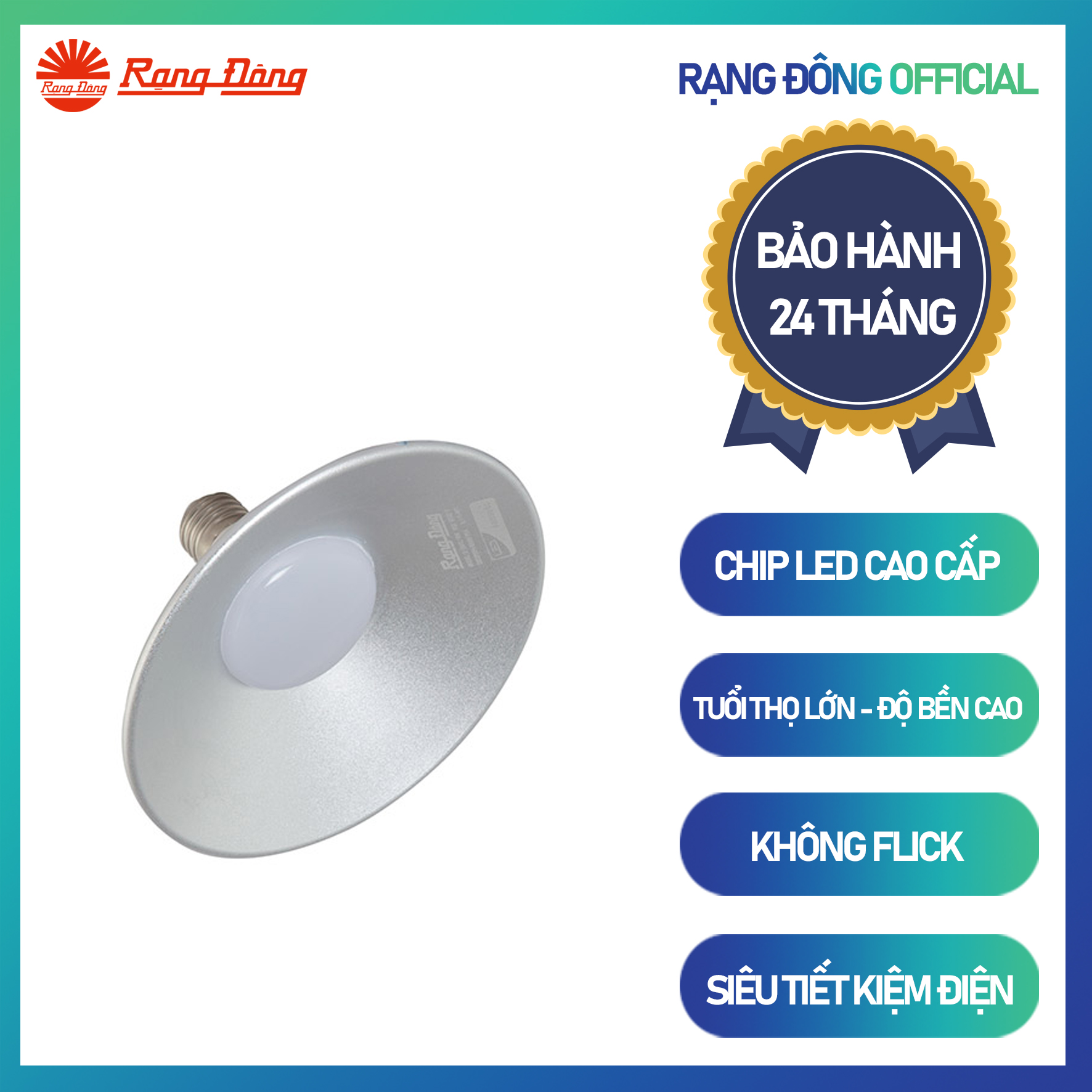 Đèn LED Nhà xưởng Lowbay LB01L 10W Chính hãng Rạng Đông Siêu tiết kiệm điện Tuổi thọ cao Dễ dàng lắp đặt Hạn chế chói lóa