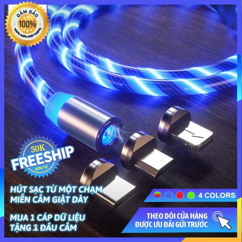 (HÀNG LOẠI TỐT) 1M ĐÈN LED CÁP SẠC NAM CHÂM SẠC SIÊU NHANH XOAY 360 ĐỘ 1 DÂY 1 ĐẦU SẠC (LIGHTNING)  CHO IPHONE, IPAD CAO CẤP, CÓ ĐÈN LED, CHỐNG XOẮN, GÃY GẬP, TIỆN LỢI THÔNG MINH