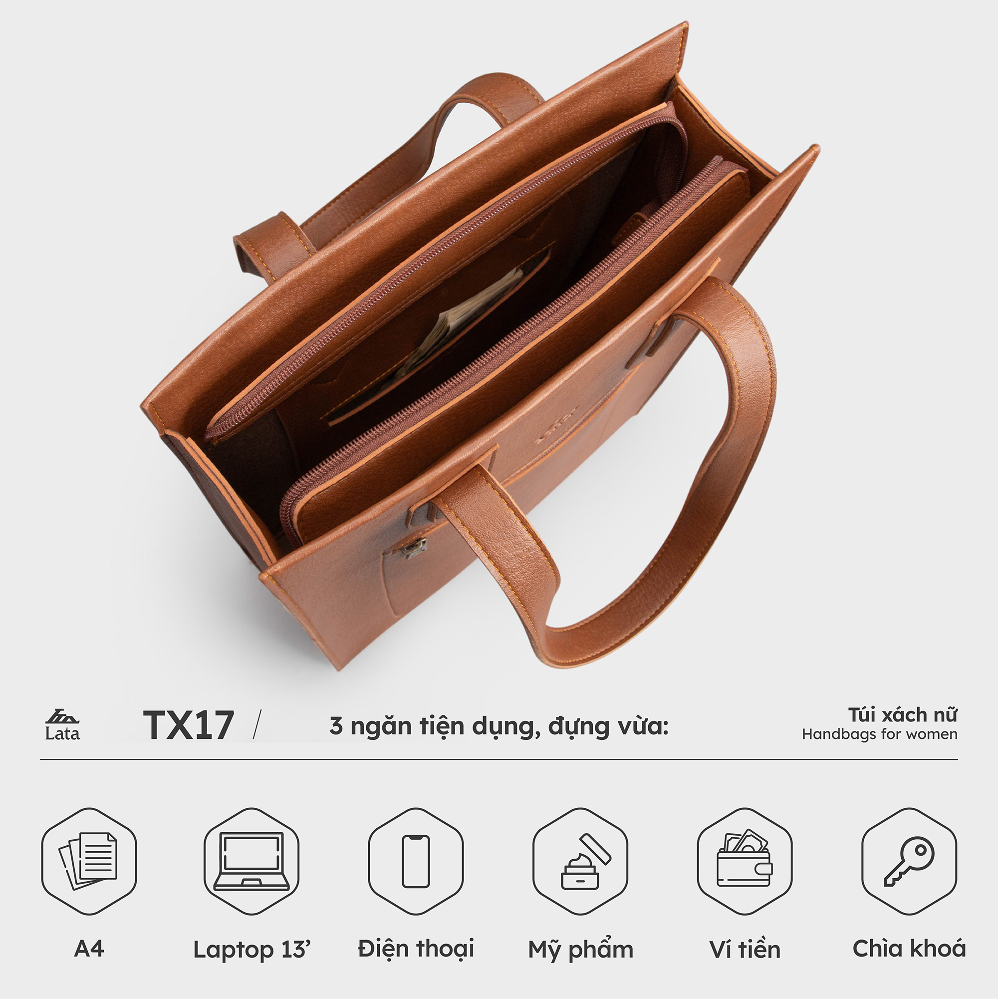 Túi Lata (Thời trang nữ đi làm cỡ lớn - Túi xách da TX17)