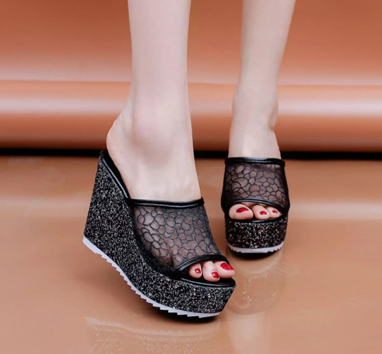 Dép đế xuồng ren 10f