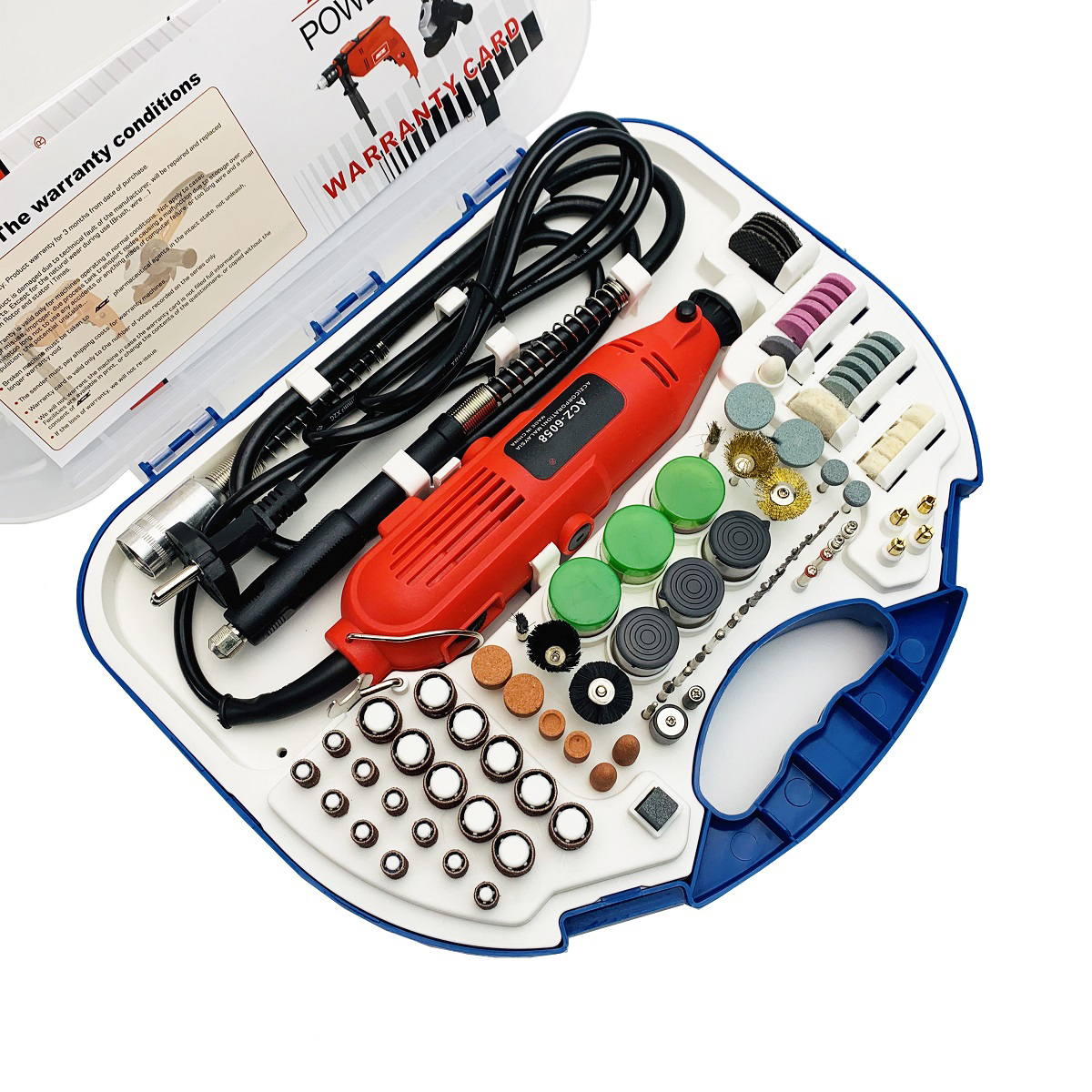 Máy khoan mài đa năng hộp bán nguyệt - Đầy đủ bộ đàu cắt, mài, chà, khoan mini