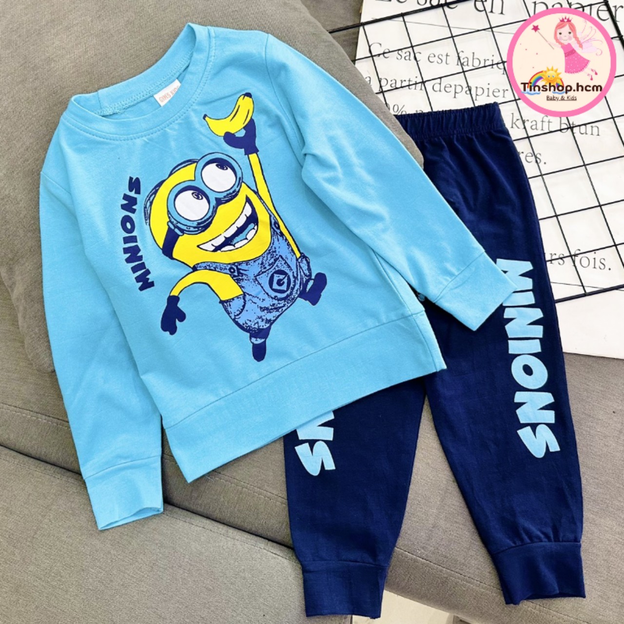 Bộ dài cho bé trai size đại thun cotton - Đồ bộ dài tay thu đông bé trai 40kg VNXK
