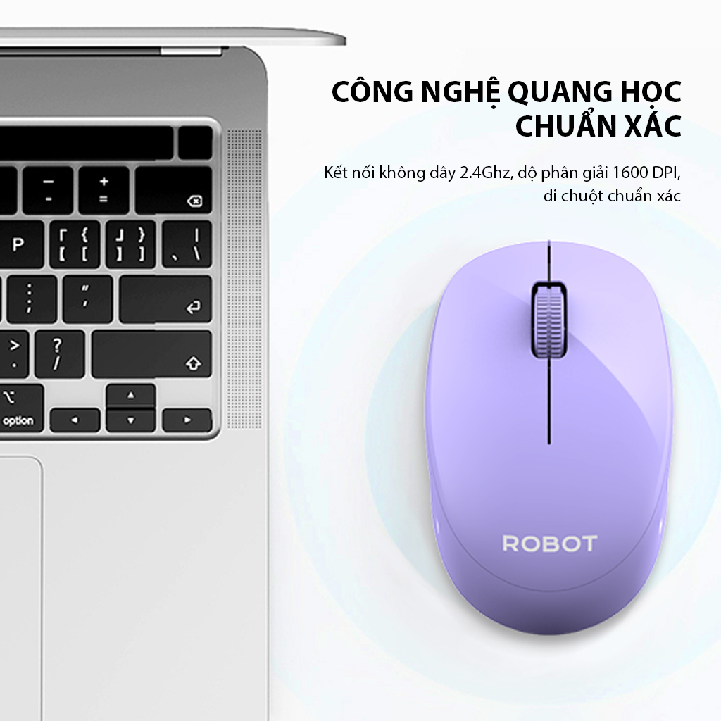 Chuột không dây Robot M210S tĩnh âm silent nhấp im lặng kết nối USB nhỏ gọn tiện dụng độ chính xác cao cho máy tính xách tay laptop pc phù hợp văn phòng dạy online học online