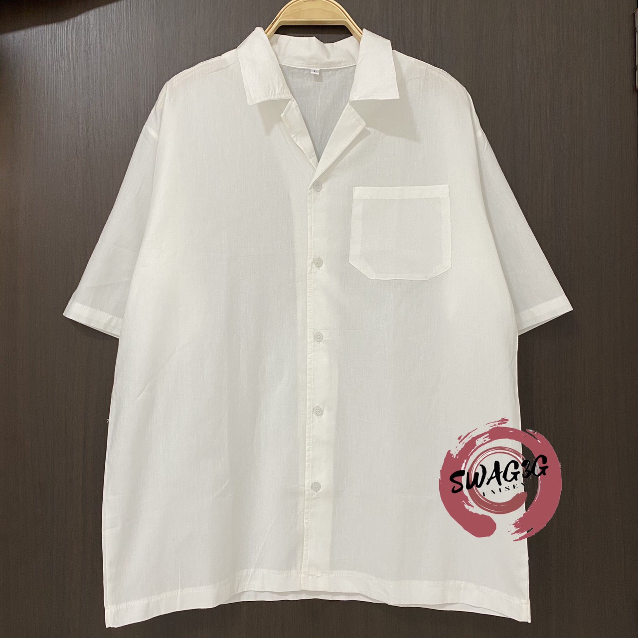 Áo Sơ Mi Cổ Vest phối túi Nam Nữ 3 màu basic chất vải thô mềm