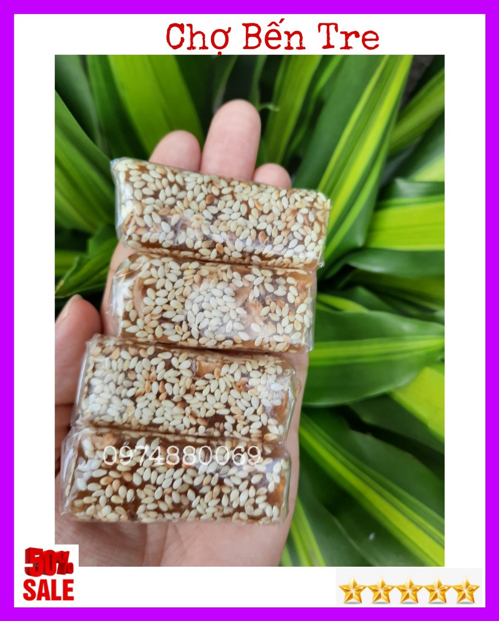 1Kg Kẹo mè xửng mềm dẻo ít ngọt Bến Tre