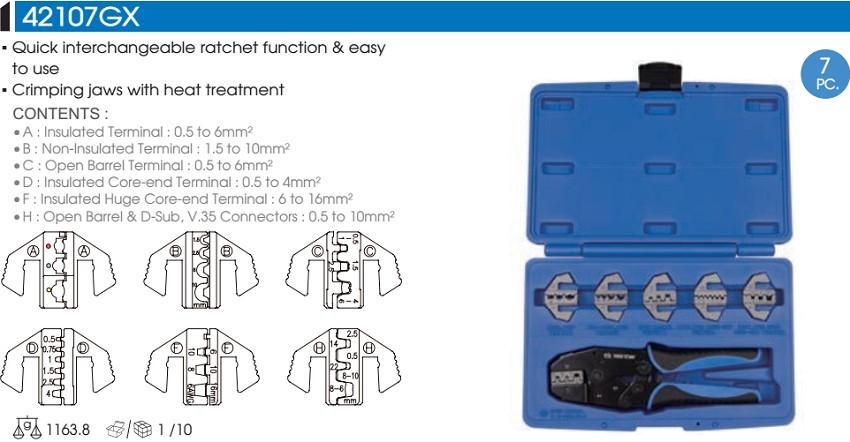 Bộ kìm bấm cos 6 chi tiết Kingtony 42107GX
