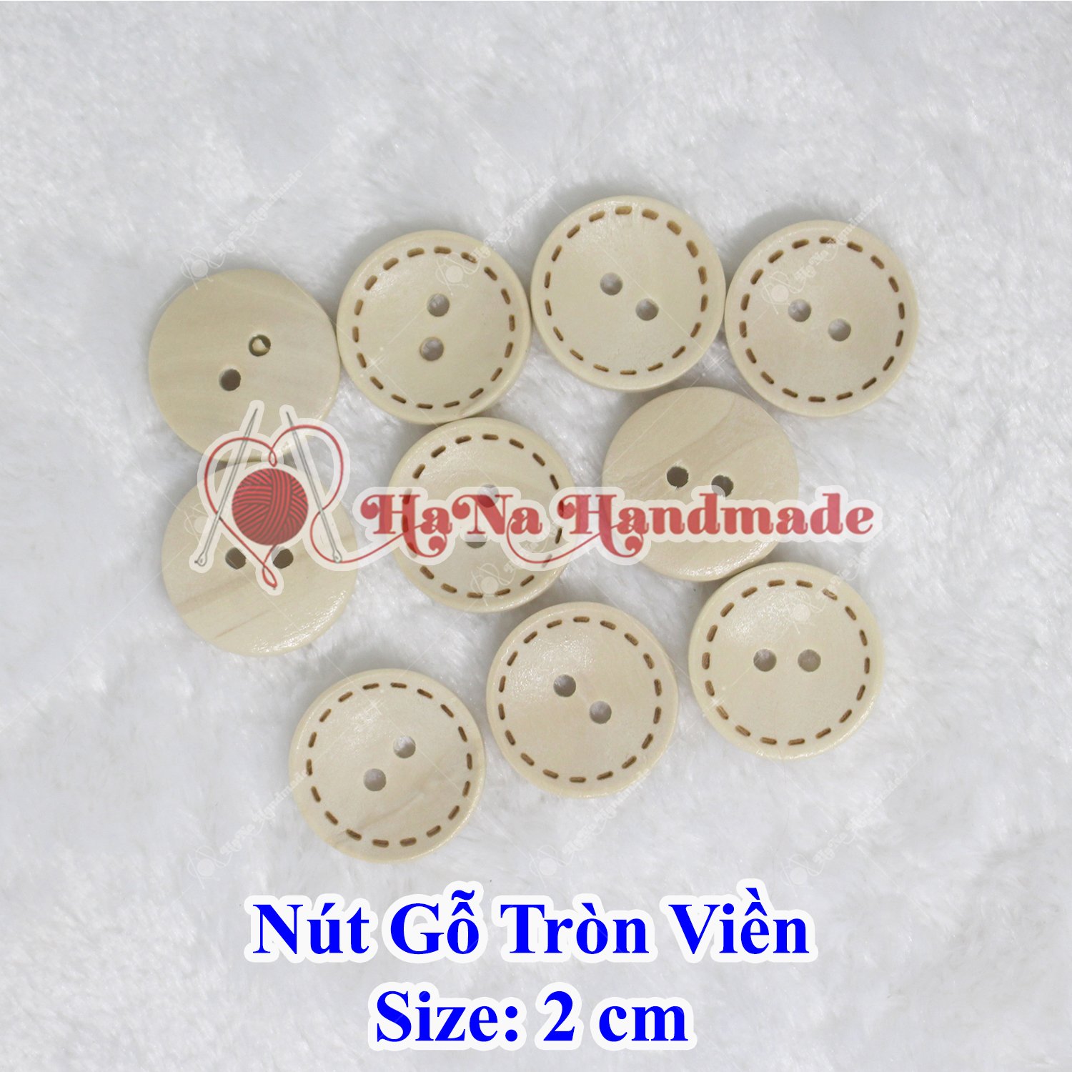 Nút gỗ tròn viền nâu kem
