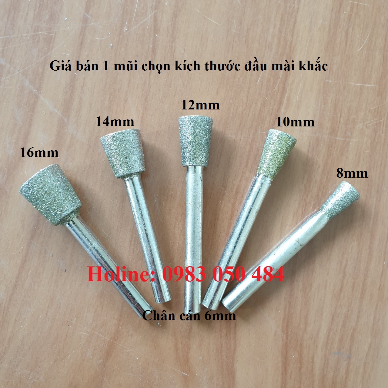 Đầu kim cương hình trụ mũi mài / điêu khắc đá, kim loại hình trụ cán 6mm mũi khắc đá, mũi khắc ngọc mũi khắc kim cương hình trụ đầu to (giá 1 mũi)