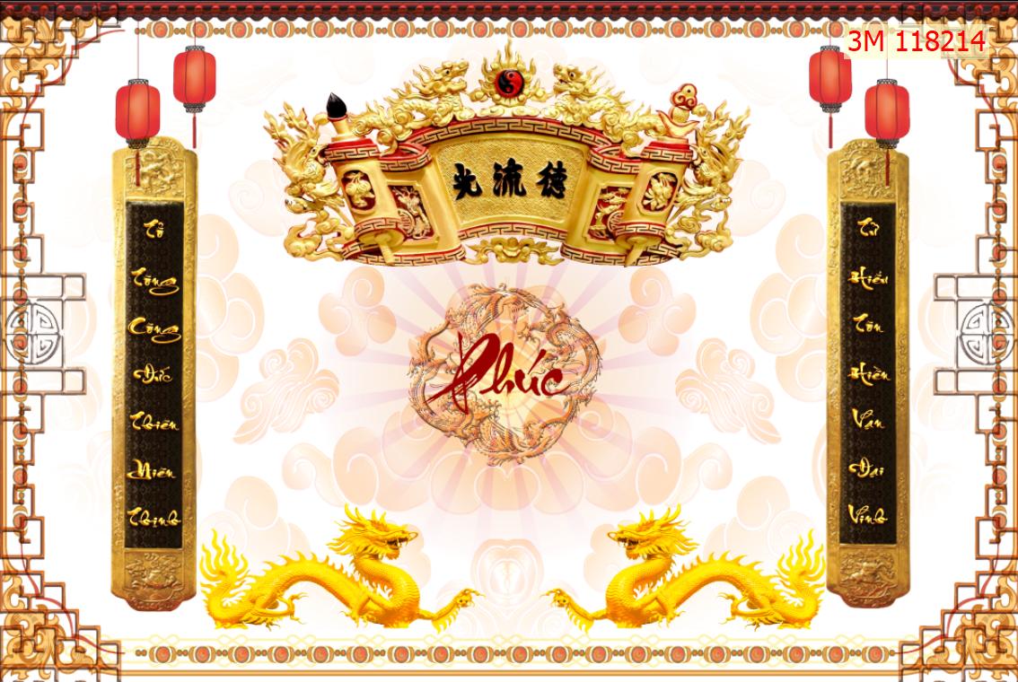 Tranh dán tường 3D trang trí phòng thờ ban thờ giá rẻ đẹp in theo kích thước yêu cầu