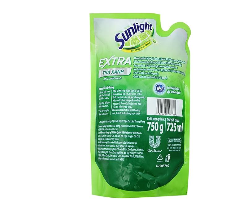 Nước rửa chén Sunlight Trà Xanh, túi 750g