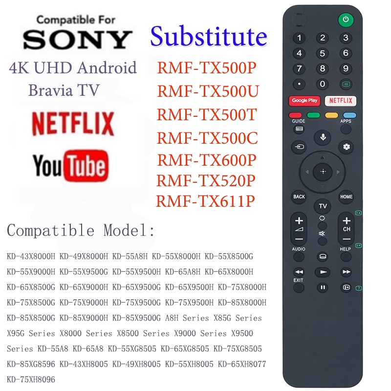 Thiết bị điều khiển từ xa thay thế rmf-tx500p cho tv sony kd-43x8000h kd-49x8000h kd-55a8h kd-55x8000h kd-55x8500g kd-55x8500g kd-55x950g kd-65ah8h kd-65ah