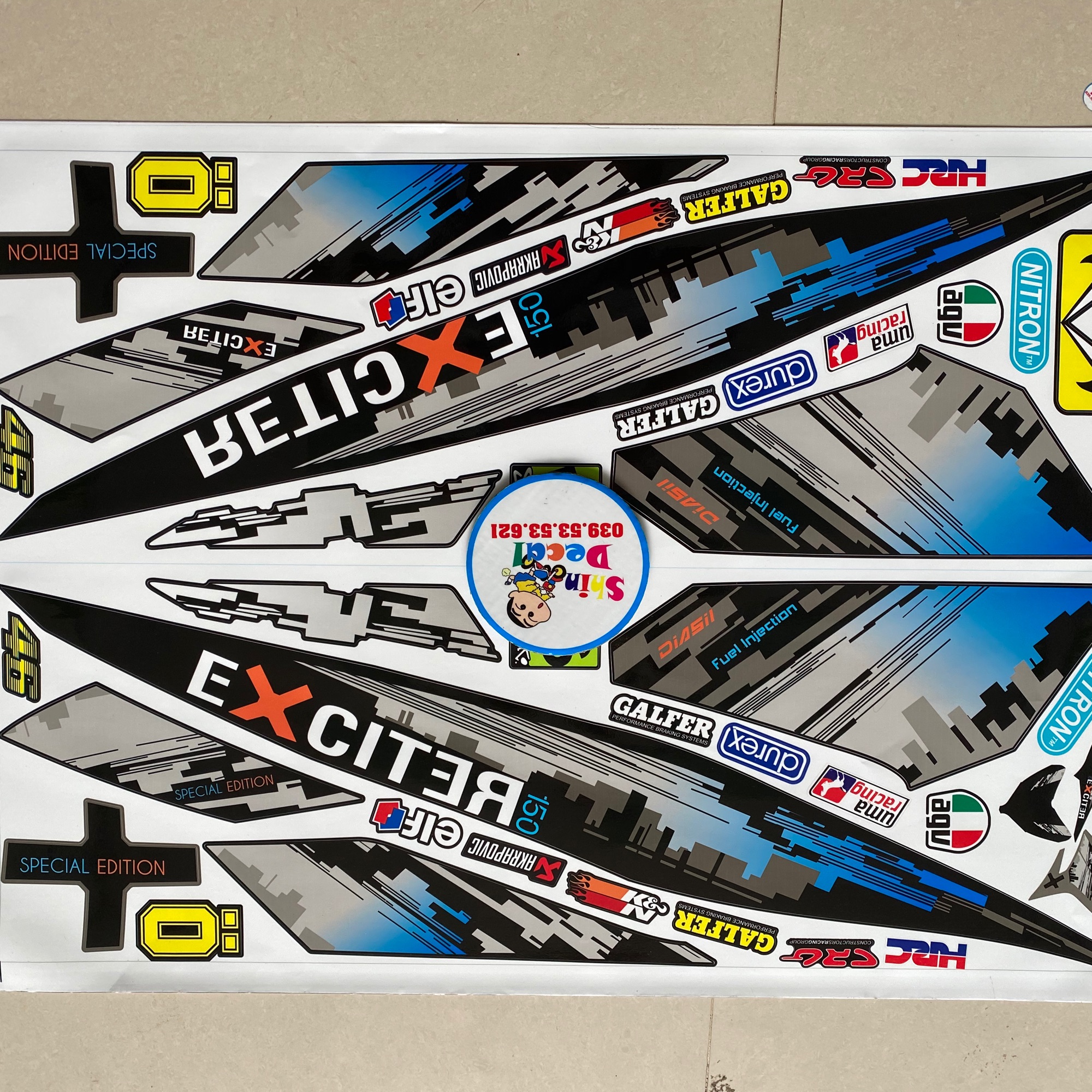 Tem rời ex 150 thành phố dán xe đen