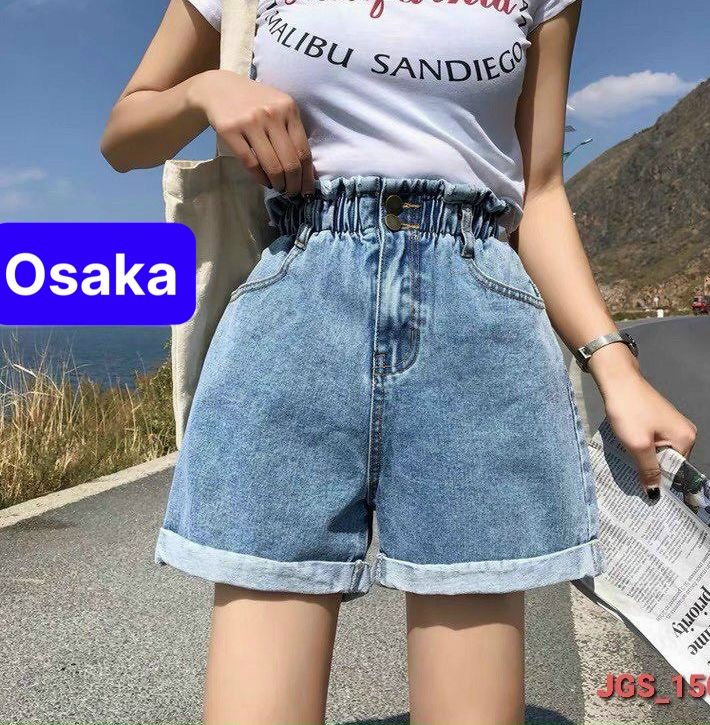 QUẦN SHORT SỌT JEAN LỬNG KIỂU NGỐ NỮ CHẤT BÒ XANH LƯNG THUN CẠP CHUN 2 CÚC NHẬT BẢN CHUẨN PHOM LƯNG CAO NÂNG MÔNG DB-1506 -OSAKA FASHION