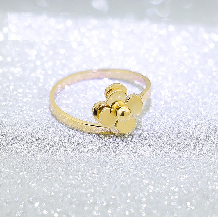 [HCM]Nhẫn Nữ Titan Cao Cấp Hoa Trà free size Siêu Cute