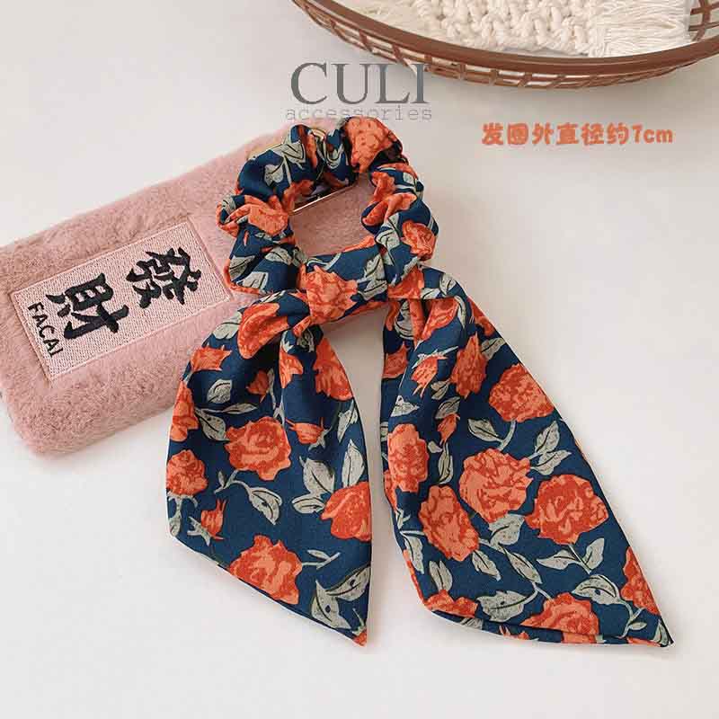 Cột tóc, dây buộc tóc vải nơ hoa phong cách vintage
